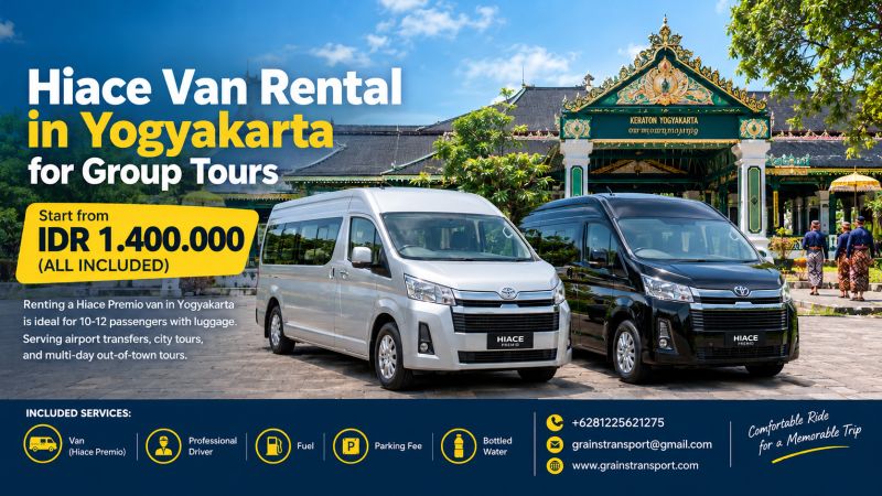 Hiace Van Rental in Yogyakarta for Group Tours